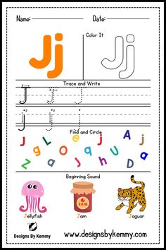 the letter j worksheet for children to learn how to write and draw letters