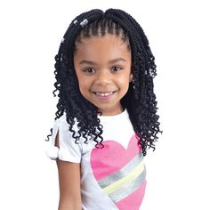 Freetress 3X Kids Braid - SENEGAL TWIST WITH CURLS 8" COLOR SHOWN ON MODEL : 1BMATERIAL : SyntheticTYPE : BraidLENGTH : 8"HEAT SAFE : DESCRIPTION : KID-FRIENDLY FLAME RETARDANT EASY STYLING CROCHET & LATCH HOOK SOFT TEXTURE SUPER LIGHT WEIGHT ALSO GREAT FOR ADULTSWHO ENJOY SHORT STYLES "FREETRESS Kids is a kid-friendly crochet braid collection. Each style is super light weight for less tension and the perfect length for an easy, on-the-go protective style." Freetress Crochet Hair, Twist With Curls, Kids Cornrow Hairstyles, Crochet Braids For Kids, Crochet Hair Styles Freetress, Senegal Twist, Hair Crochet, Hair Twist Styles, Crochet Braid