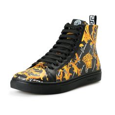 Versace Men's 100% Leather Barocco Print High Top Sneakers Shoes Product Details Retail Value: $895.00 This Is Authentic Versace Men's 100% Leather Barocco Print High Top Sneakers Shoes Sku: Shoes-6176 Country/Region Of Manufacture Italy Material: Leather Model: 1002782 1a02202 5b00v Versace Shoes Mens, Versace Chain, Versace Sneakers, Versace Shoes, Black And White Sneakers, Limited Edition Sneakers, Sneakers Men Fashion, Black Sneakers, Versace Men