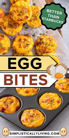 an egg muffin in a muffin tin with the words, better than starbucks's