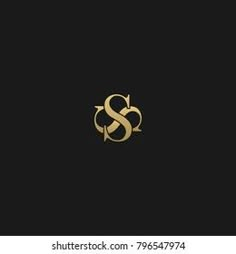 an elegant monogramic logo with the letter s in gold on a black background