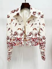 Laminated Fabric, Printed Blazer, Red Flowers, Flower Prints, Blazer, Pants, Red, Trousers