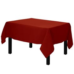 a red table cloth with black legs