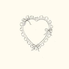 a drawing of a heart shaped frame with bows on it's sides and a bow in the middle