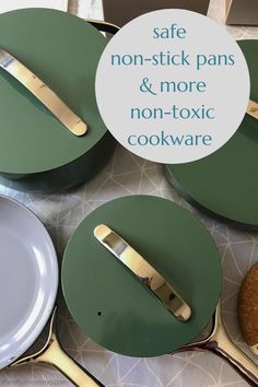 non - stick pans and more non - toxic cookware are on the table