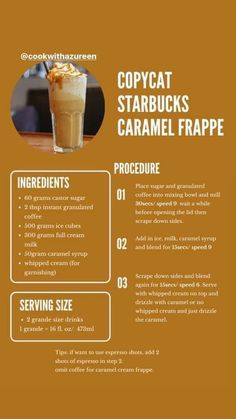 a menu for an iced drink with caramel and whipped cream