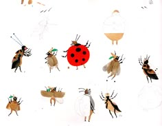 an image of bugs and ladybugs in the air with one bug on it's back