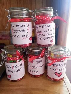 some jars with candy in them that say i'm not going to get married