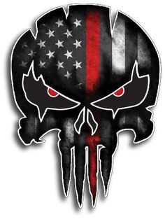 a sticker with the american flag on it, and a skull in the middle