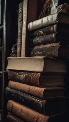 a stack of books sitting on top of a shelf