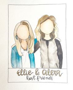 two women are standing next to each other in front of a white background with the words, ellie and alex best friends