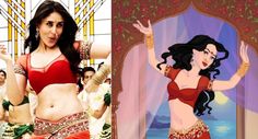 an animated image of a woman in belly dance attire and another photo of the same character