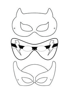 three masks with different designs on them, one in the shape of a cat mask