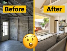 before and after pictures of a house being remodeled