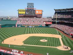 a baseball stadium filled with lots of people