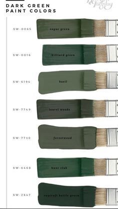 the different shades of paint that are green