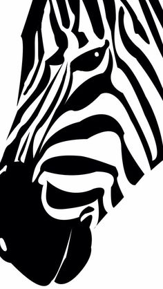 a zebra's head is shown in black and white