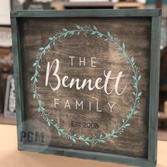 Family Name in Wreath: SQUARE DESIGN - Paisley Grace Designs Square Signs, Welcome To The Family, Spoiler Alert, Warm Hug, Paint Party, In The Studio, Family Name, Square Design, Name Signs