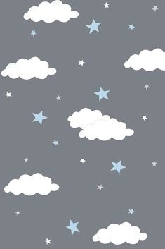 stars and clouds in the sky on a gray background