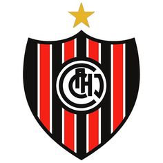 the crest of an official soccer team with a star on its head and stripes in red, black and white