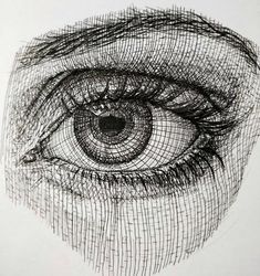 a drawing of an eye with lines on it