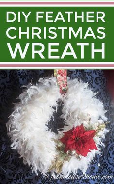 DIY White Feather Christmas Wreath (and 40+ More DIY Wreath Ideas) Diy Wreath Ideas, Christmas Wreath Supplies, Christmas Colour Schemes, Christmas Color Palette, White Christmas Wreath, Feather Wreath, Christmas Wreaths Diy Easy, Christmas Note