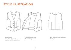 the front and back views of a women's vest pattern, with instructions to make it