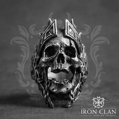 Viking Army Skull Ring, Titanium Rings For Men Berserker Skulls, Combat Rings, Warriors Ring, Freemason Ring, Warrior Ring, Skull Rings, Biker Jewelry, Gothic Vintage