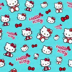 the hello kitty wallpaper has many different designs on it, including bows and hearts