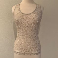 Ann Taylor Loft Size Extra Small Gold Sequin Crochet Knit Top. Comes From A Smoke And Pet Free Home. Check Out My Other Listings To Bundle And Save. Fitted Knit Sleeveless Camisole, Fitted Sleeveless Knit Camisole, Fitted Beige Crochet Top For Party, Fitted Beige Knit Tank Top, Beige Fitted Tank Vest, Fitted Beige Sleeveless Knit Top, Fitted Sleeveless Beige Knit Top, Elegant Fitted Tank Knit Top, Fitted Elegant Tank Knit Top