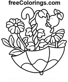 flowers in a vase coloring page