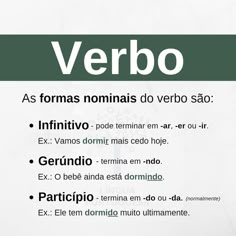 a poster with the words verbo in spanish and english, on a white background