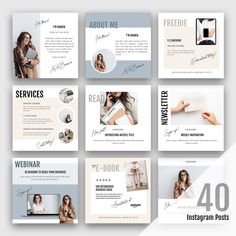 a set of six postcard templates with photos and text on the front, back and