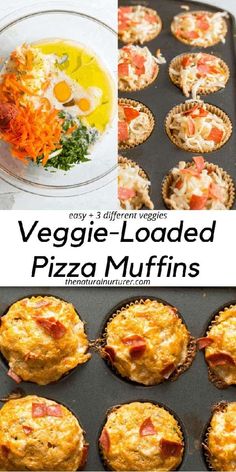 the veggie loaded pizza muffins are ready to be eaten