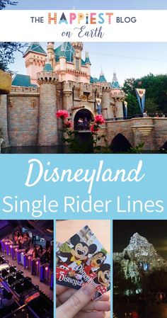 the disneyland and single rider lines are featured in this postcard with text overlay