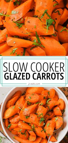 slow cooker carrots in a white bowl Crockpot Glazed Carrots, Carrots Slow Cooker, Glazed Carrots Recipe, Honey Glazed Carrots, Carrots Recipe, Holiday Sides, Gluten Free Sides Dishes, Honey Glazed, Thanksgiving Recipes Side Dishes