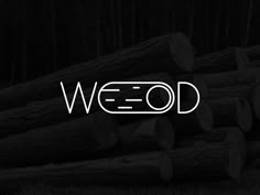 the word weld is written in white on a black background next to stacks of logs