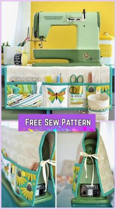 the sewing machine is sitting on top of the table and it's free sew pattern