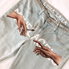 Paint On Pants, Painting On Pants, Painting On Jeans Ideas, Painting On Jeans, Custom Painted Jeans, Michelangelo Painting, Custom Jeans Diy, Jeans Drawing