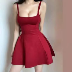 Square Neck Dress Aesthetic, Fitted Suspender Dress With Built-in Bra, Red Revealing Dress, Club Suspender Dress With Adjustable Straps, Club Dresses With Adjustable Straps, Casual Mini Dress For Club, Flirty Mini Length Suspender Dress, Casual Solid Mini Dress For Club, Summer Night Out Solid Color Mini Skirt