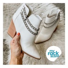 We’re loving this from @my_curated_closets : "Why not start off with the flipping cutest booties ever??? I always wanted a white pair, and though these are kind of off-white, they're perfect! Also, they were OVER 56% OFF!!" Share your latest find at #MyRackScore Ankle Boot, Off White, Boots, White