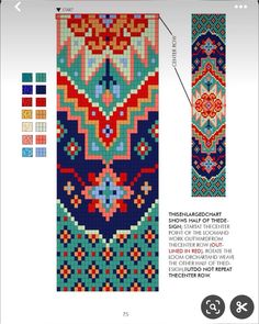 an image of a cross stitch pattern with different colors and patterns on the bottom half