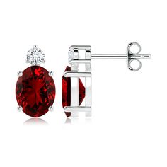 These stunning oval lab-grown ruby stud earrings in silver with beautiful scrollwork on the sides exude an old-world charm. The lab-grown rubies are prong set and topped with dainty round lab-grown diamonds that sparkle brilliantly. Ruby Stud Earrings, Ruby Earrings Studs, Ruby Earrings, Old World Charm, Fine Jewellery Earrings, Lab Diamonds, Prong Setting, Lab Grown, Lab Grown Diamonds