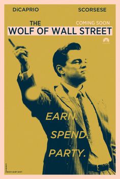 the wolf of wall street movie poster with an image of a man pointing at something