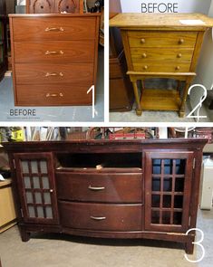 the before and afters of an old dresser