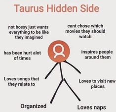 a diagram with words describing the different types of things that happen in taurus hidden side