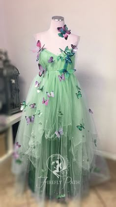 Gown Butterfly, Garden Gown, Firefly Garden, Garden Fairy Costume, Off Shoulder Evening Dress, Fest Outfits, Diy Kostüm, Butterfly Butterfly