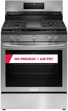 an oven with no preheat and air fry sticker on it