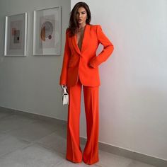 Blogger’s Fav Matching Blazer In Separate Listing. Bundle And Save. Orange Suit, Elegant Shawl, Orange Blazer, Orange Pants, Ladies Blazer, Pant Suits, Zara Blazer, Elegant Feminine, Zara New