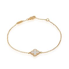 Van Cleef & Arpels Sweet Alhambra Mother Of Pearl Bracelet In 18k Yellow Gold Yellow Gold / Bracelet Van Cleef & Arpels Van Cleef, Van Cleef Arpels, Yellow Gold Bracelet, Pearl Bracelet, Mother Of Pearl, Gold Color, Gold Bracelet, Bag Lady, Yellow Gold